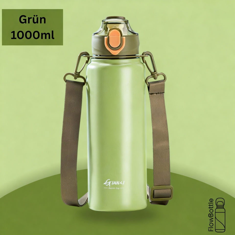 Thermosflasche Edelstahl – auslaufsicher, Klappdeckel, 2-in-1 Trinksystem