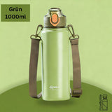 Thermosflasche Edelstahl – auslaufsicher, Klappdeckel, 2-in-1 Trinksystem