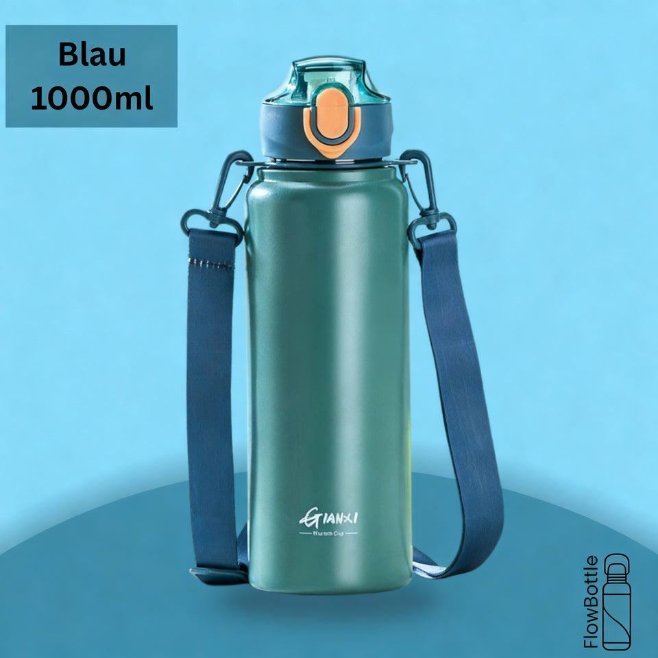 Thermosflasche Edelstahl – auslaufsicher, Klappdeckel, 2-in-1 Trinksystem