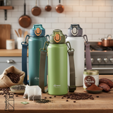 Thermosflasche Edelstahl – auslaufsicher, Klappdeckel, 2-in-1 Trinksystem