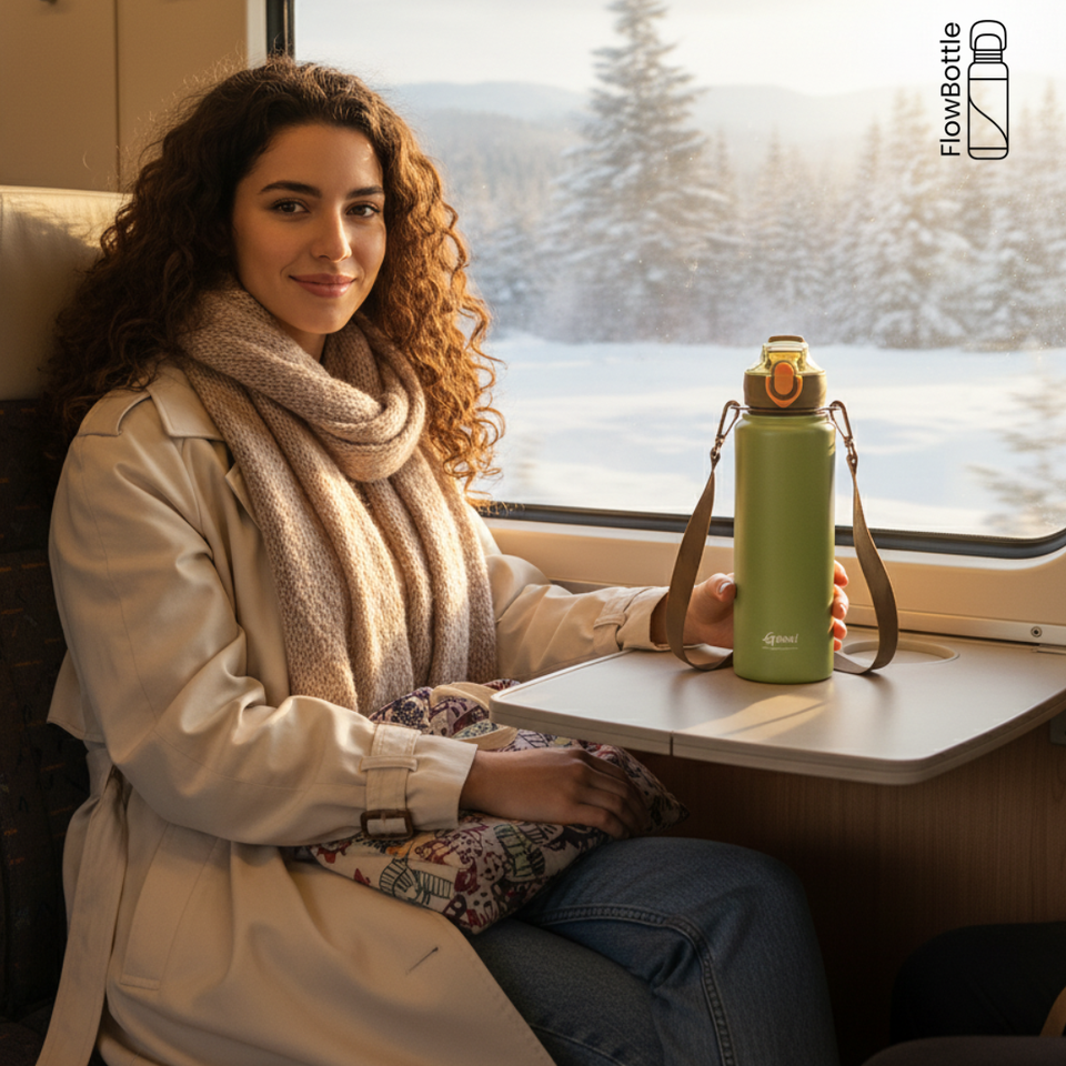 Thermosflasche Edelstahl – auslaufsicher, Klappdeckel, 2-in-1 Trinksystem