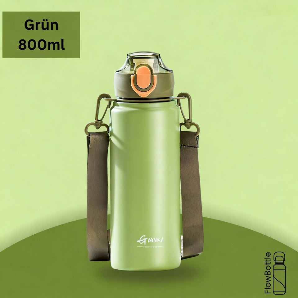 Thermosflasche Edelstahl – auslaufsicher, Klappdeckel, 2-in-1 Trinksystem