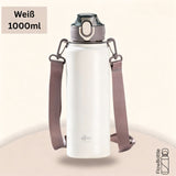 Thermosflasche Edelstahl – auslaufsicher, Klappdeckel, 2-in-1 Trinksystem