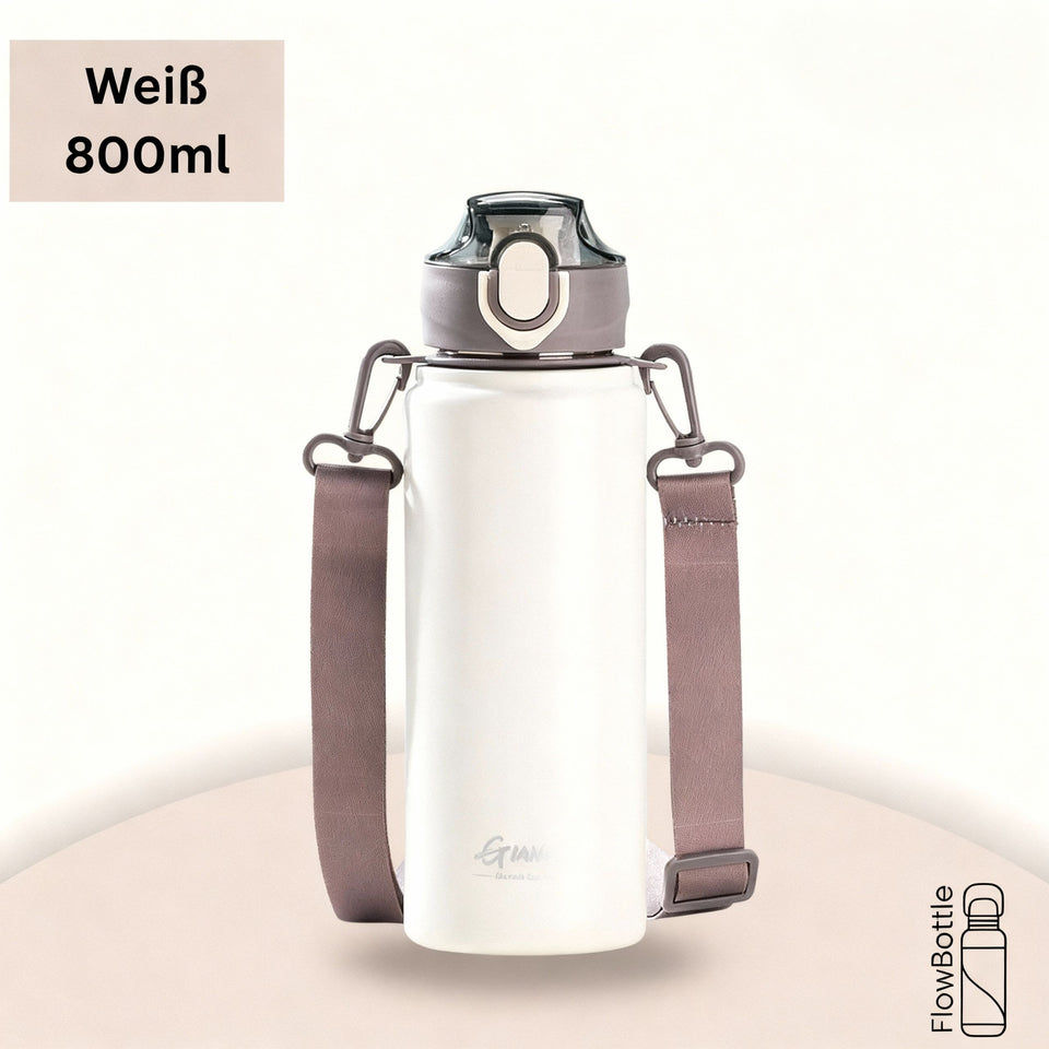 Thermosflasche Edelstahl – auslaufsicher, Klappdeckel, 2-in-1 Trinksystem